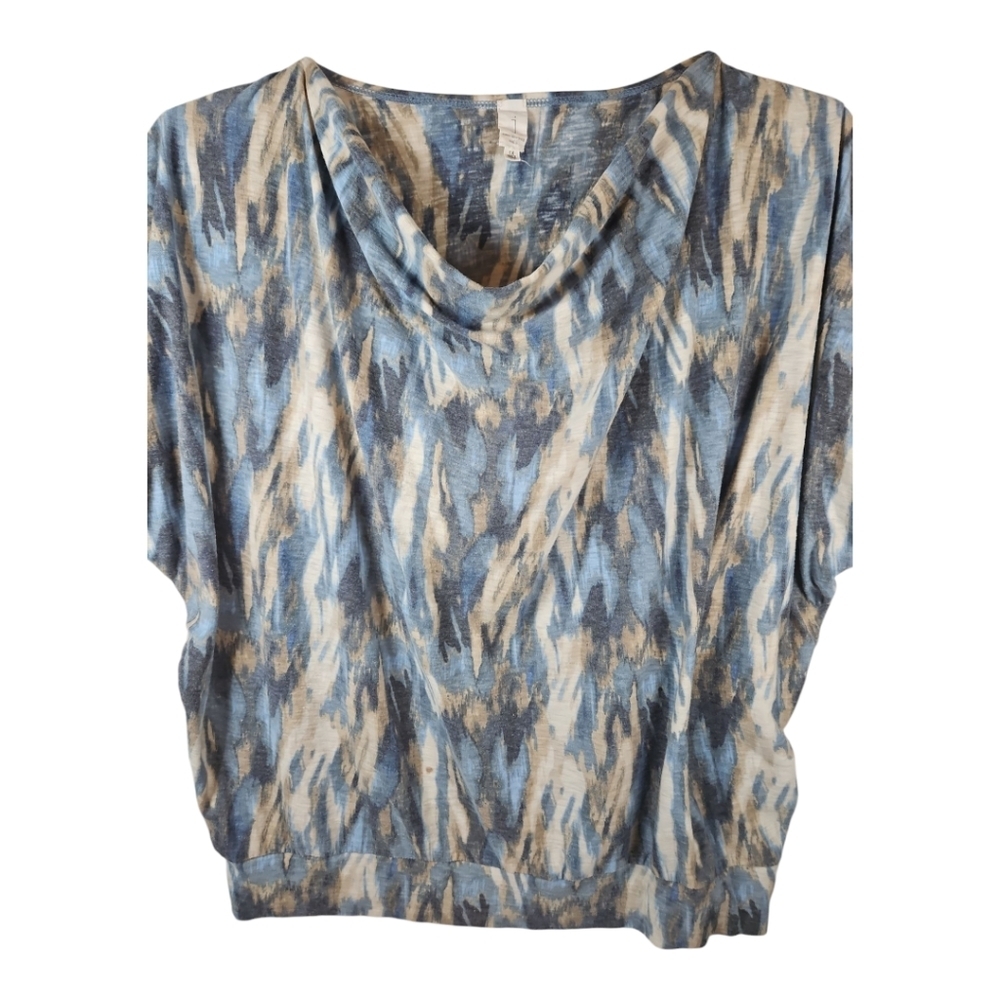 Jones New York Blue Ikat Cowl Neck 3/4 Dolman Sleeve Top 1X - Picture 3 of 9